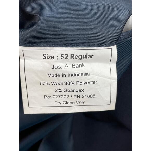 Jos A Bank Blazer Men 52R Navy Blue Wool Blend Stretch Gold Buttons - Picture 6 of 10